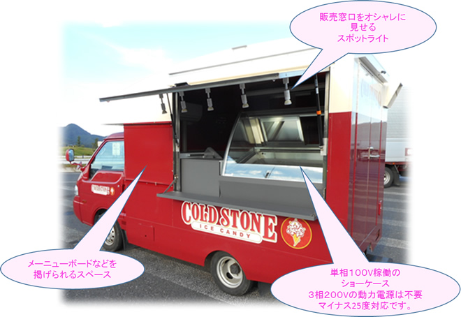 1tロングキッチンカー　移動販売車