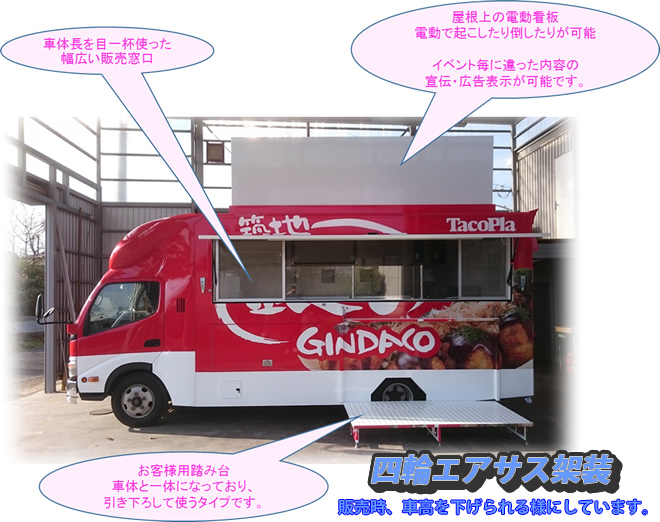 2tワイドロングキッチンカー　移動販売車